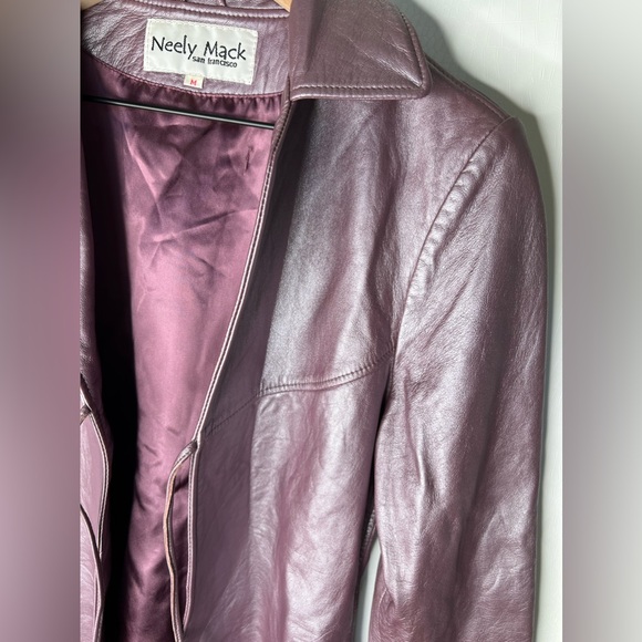 Vintage 90’s Metallic Purple Lamb Leather Jacket - Picture 4 of 13
